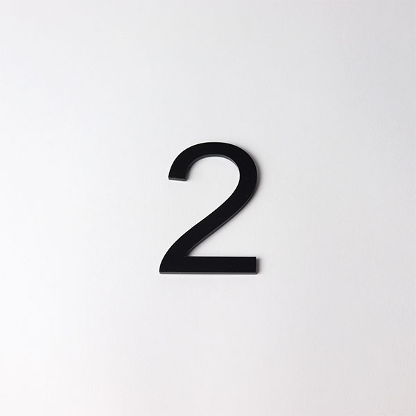 Perspex Panels 75mm Arial Numbers - Black Gloss 2