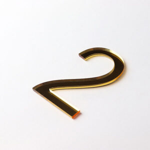 Perspex Panels 75mm Arial Numbers - Close Up Gold Mirror
