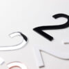Perspex Panels 75mm Arial Numbers - Close Up Black Gloss