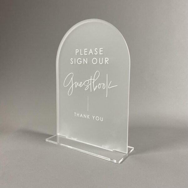 Acrylic Tabletop Sign With Clip In Clear Base Perspex Panels