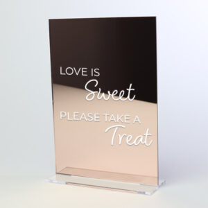 Coloured Mirror Acrylic Table Sign with Clip In Clear Base