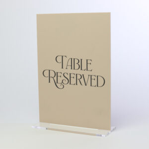 Natural Colour Perspex® Acrylic Table Sign with Clip In Clear Base