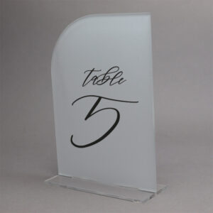 Acrylic Half Arch Tabletop Sign with Clip In Clear Base